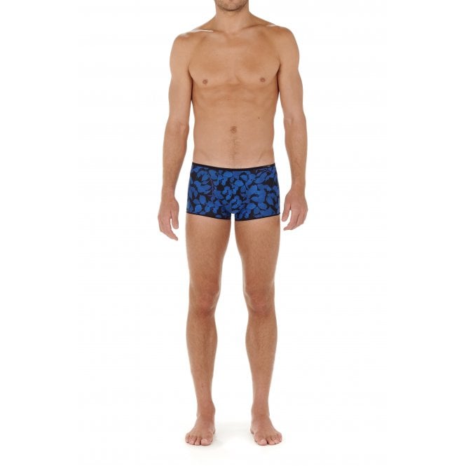 Temptation Quentin Immersive Flowers Print Boxer Trunk, Blue/Black