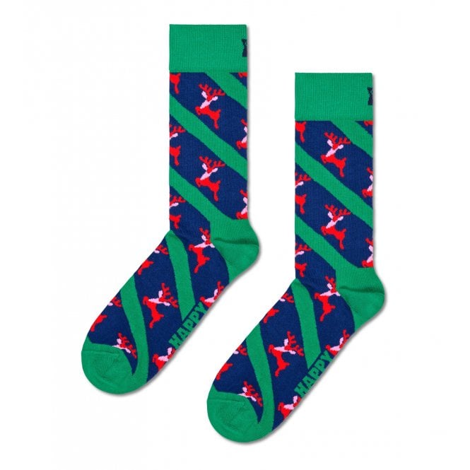 Reindeer Socks, Green/navy