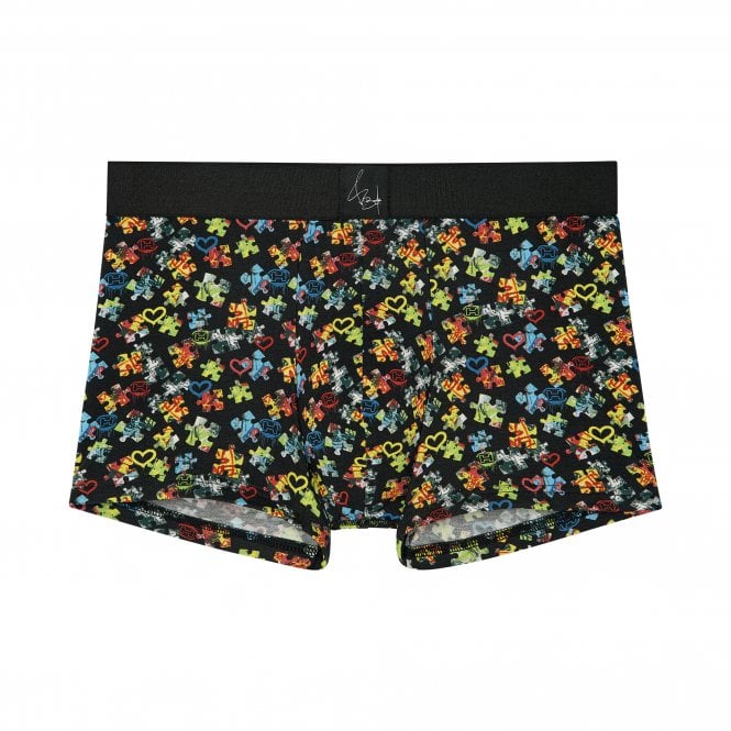 Vincent Bardou Puzzed Love Boxer Trunk, Black/multi