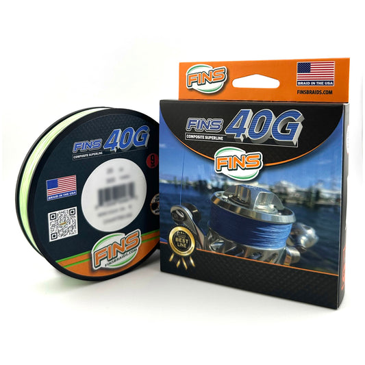 Fins 40g Braid Fishing Line 15 LB 300 Yards Chartreuse USA Made