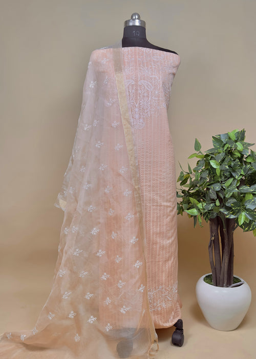 Heavy Hand Embroidered Chikankari Suit Set - Folklore Collections Online