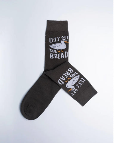 Men's Let's Get This Bread Funny Duck Crew Socks - Grey Socks