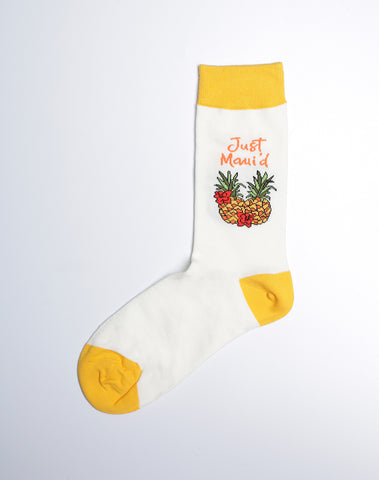 Maui Themed Socks - Cream Yellow Color - Just Fun Socks