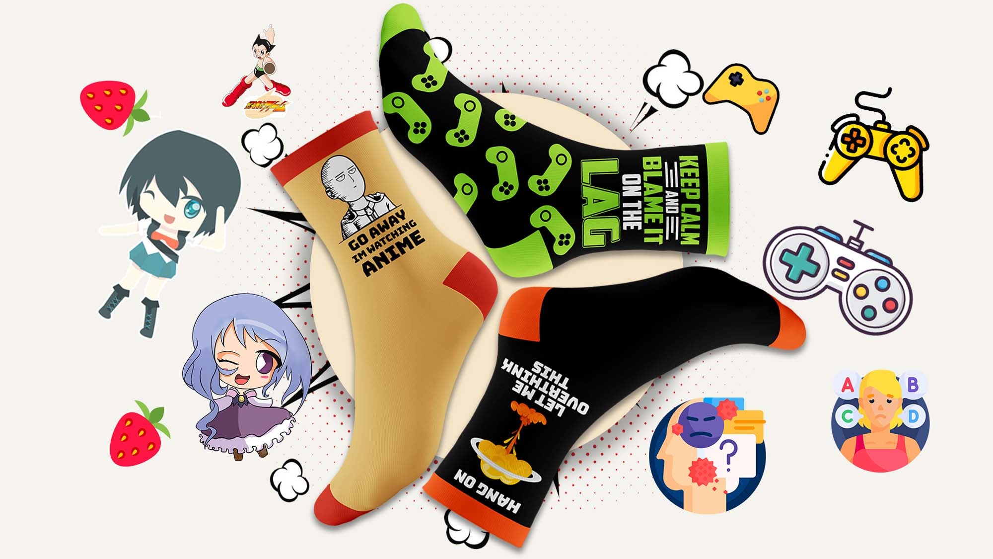 Men’s Pop Culture Pizzazz Funny 3 Pair Crew Socks Bundle - Cotton Made Multicolor Socks