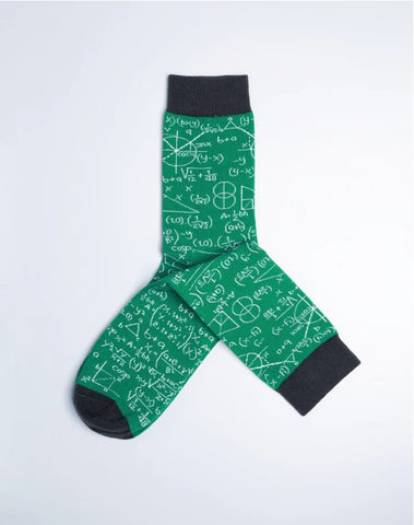 Men's Chalkboard Math Crew Socks - Green Color Socks