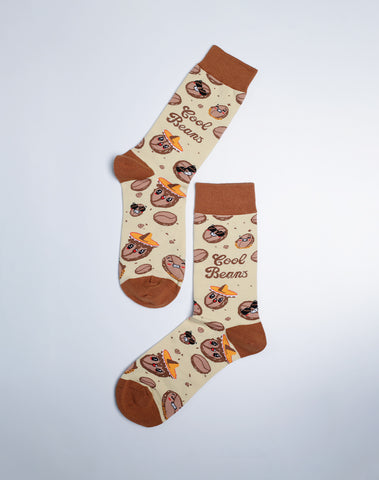 Brown Beige Color Coffee Beans Printed Socks for Men