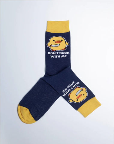 Men's Don't Duck With Me Funny Crew Socks - Blue Color