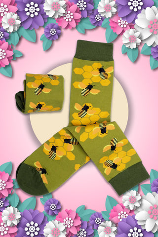 Honeycomb Bee Cotton Made Socks for Women