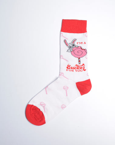 Iam a Sucker for you Love - Socks with Quotes - Cute Pink Color
