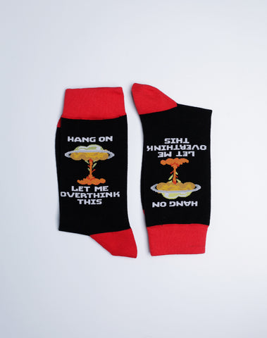 Let Me Overthink This Funny Socks for Men - Black Socks with Quotes - Cotton Made