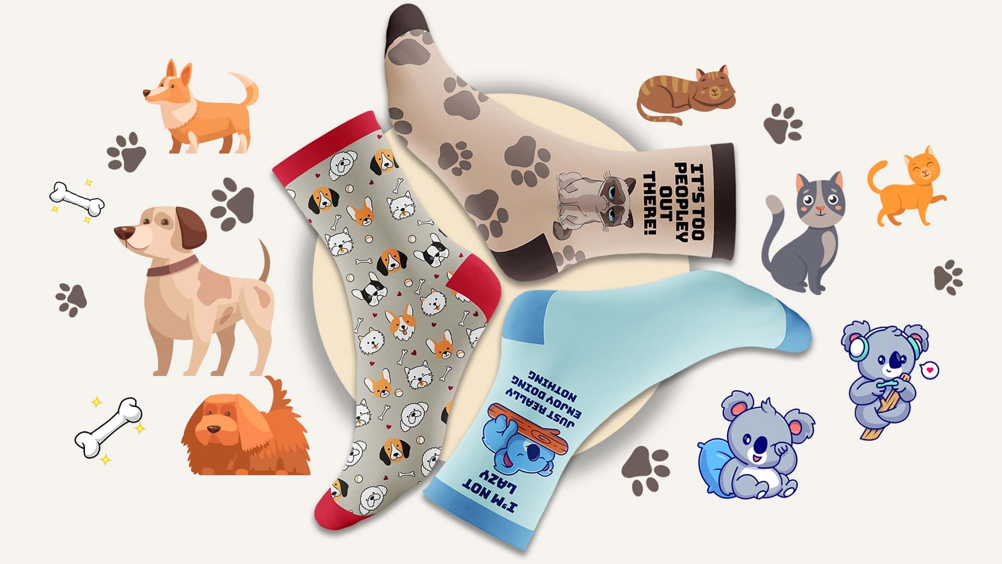 Women’s Animal Antics Funny Crew Socks Pack | 3-Pair Bundle - Cotton Made Colorful Socks