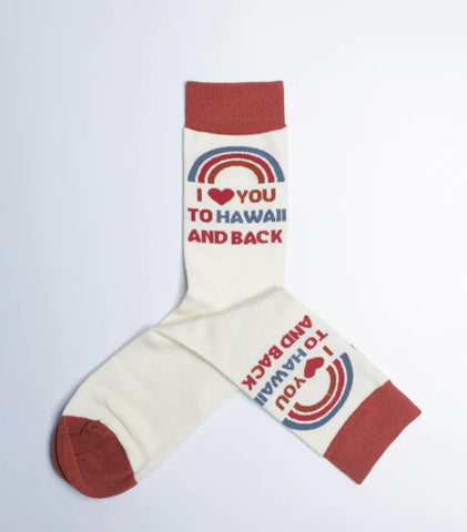 Women's I Love You to Hawaii and Back Crew Socks - Cream color Socks
