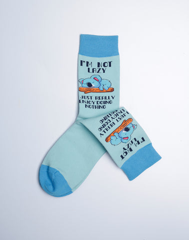 Women's Not Lazy Koala Crew Socks - Top 10 Best Animal Themed Socks - Light Blue Color
