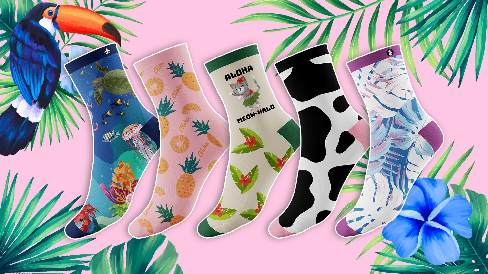 Love Sock Company Colorful Funky Fun Patterned Women's Crew Socks Animal Novelty Gift Box