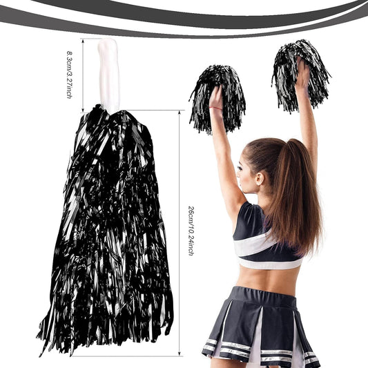 4pcs Metallic Foil Cheerleading Pom Poms, Premium Cheerleader