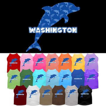 Pet Dog & Cat Screen Printed Shirt for Small to Medium Pets (Sizes XS-XL), "Washington Blue Dolphins"