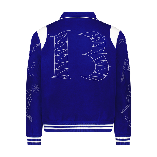 Black Speed Print Reversible Varsity Jacket