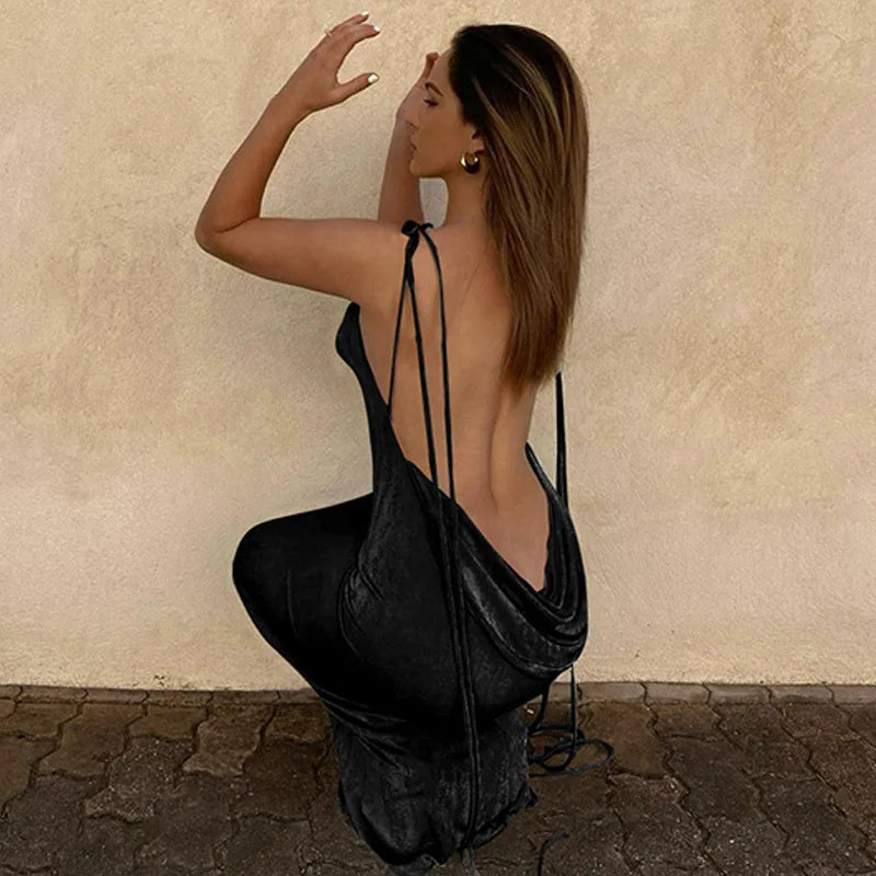 sexy backless maxi dress