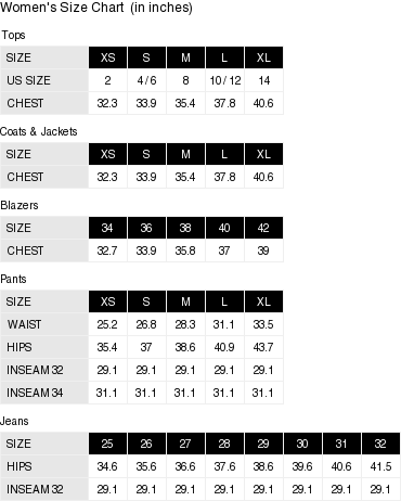Size Guide for Women's Clothing