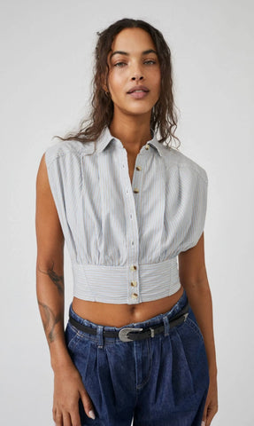 FREE PEOPLE Stripe CASSIE Top