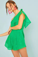 BRADY OneShoulder Ruffle Organza Romper