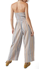 FREE PEOPLE Stripped ROAMING SHORES Strapless Jumpsuit