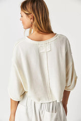FREE PEOPLE Terry OFF MY MIND V-Neck Top