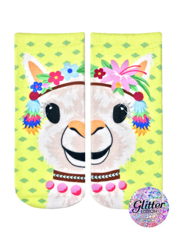 LIVING ROYAL Glitter PARTY LLAMA Ankle Socks