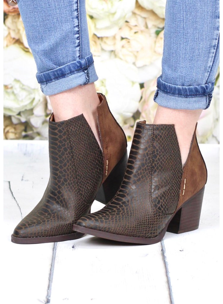 not rated snakeskin booties