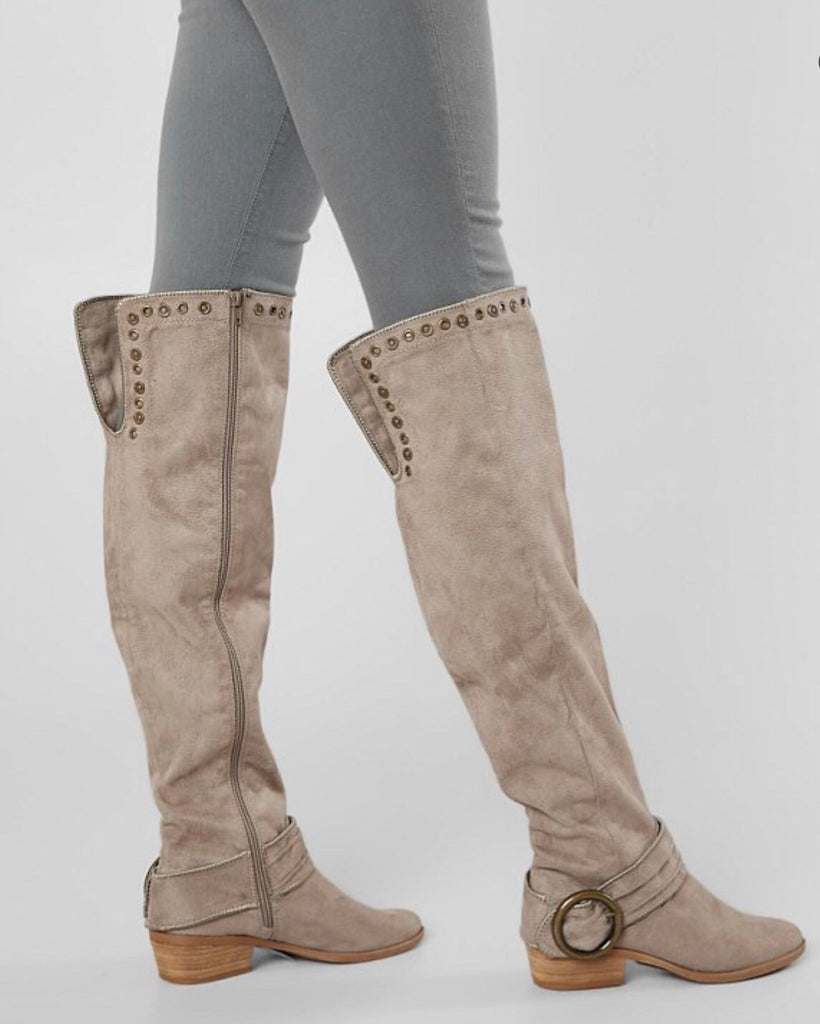 over the knee studded boots