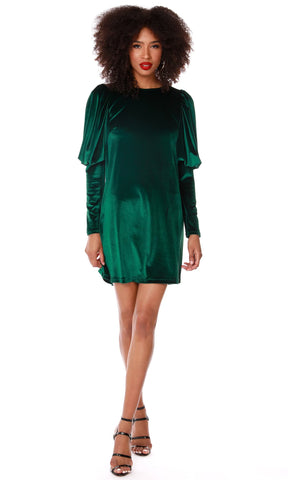 BOBI BLACK Velvet MERCY LanternSleeve Dress