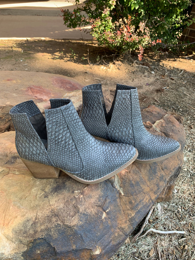 not rated snakeskin booties