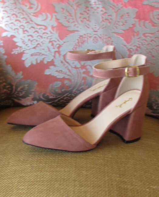 mauve block heel