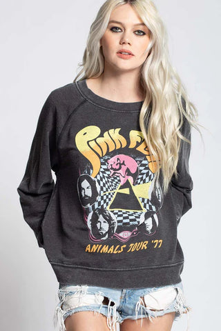 RECYCLED KARMA Burnout PINK FLOYD Animals Sweatshirt