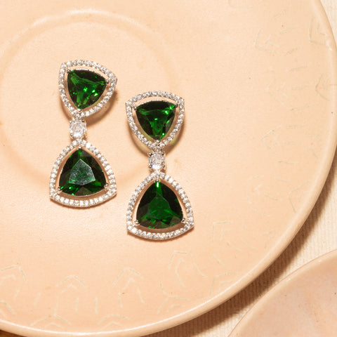 Moss green gemstone earrings