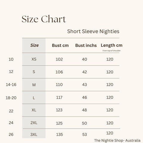 cotton nightie for women size chart