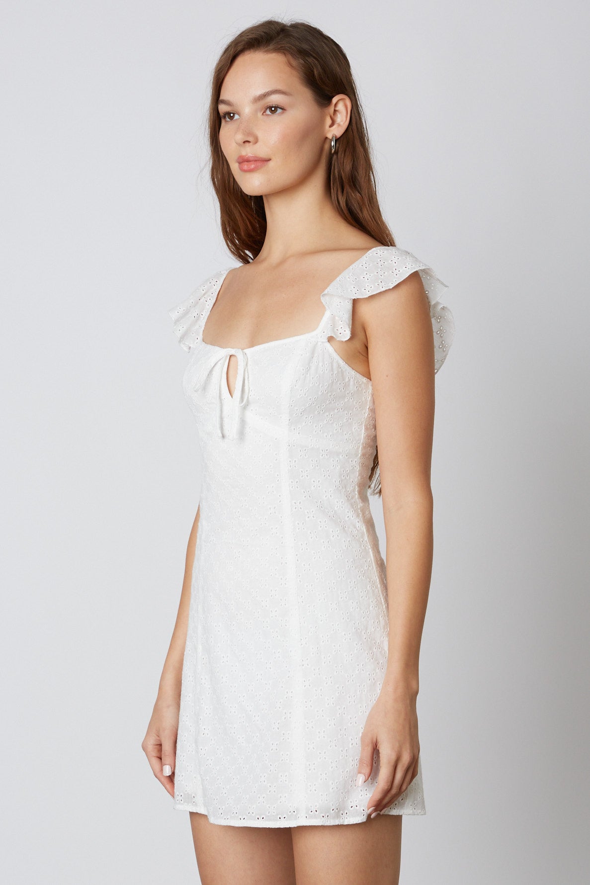 EYELET CORSET MINI DRESS