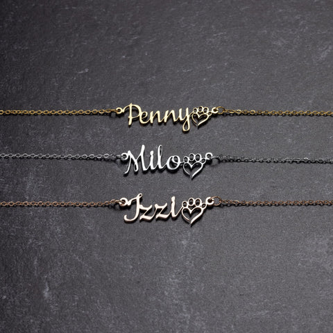 Personalized Dog Name Necklace for Daughter
