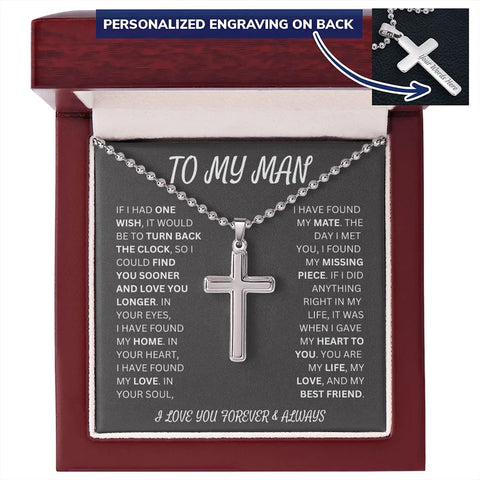 Personalized One Wish Cross Necklace for Man