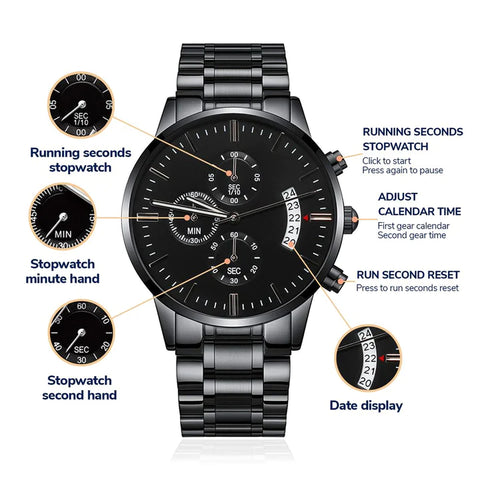 Black Chronograph Watch for Men | 21st gift ideas for him