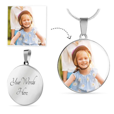 Personalized Luxury Photo Circle Pendant Necklace for Daughter