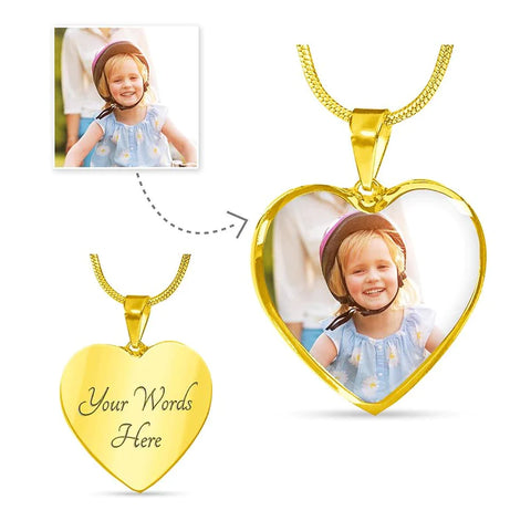 Personalized Luxury Photo Heart Pendant Necklace for Daughter