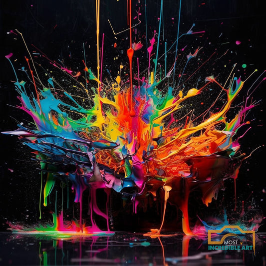 Abstract Art Paint Splash on Black Background