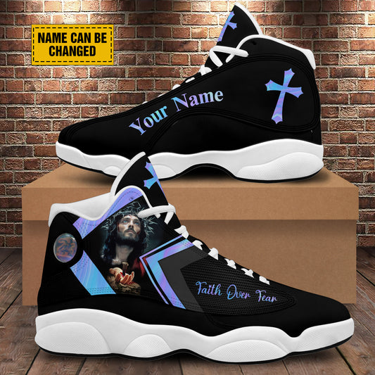 Jesus Faith Over Fear High Top Shoes Christian Cross Faith Based