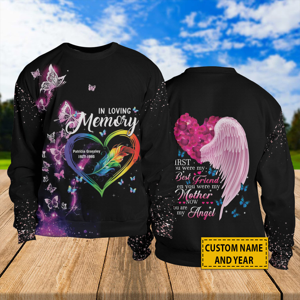 Butterflies Memorial Angel Wings Loving Remembrance Personalized T ...