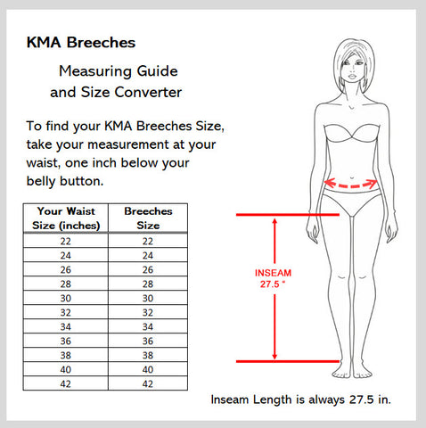 KMA Breeches Size Chart