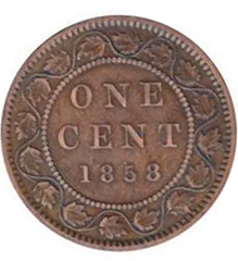 1858 Canadian 1-cent coin