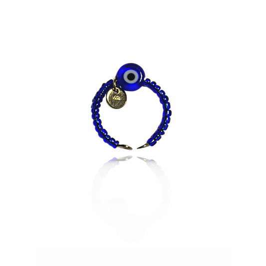 Glass Beads and Nazar Adjustable Ring