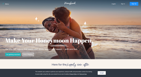 Free Honeymoon Registry by Honeyfund, the #1 Cash Wedding Registry. N_ - www.honeyfund.com