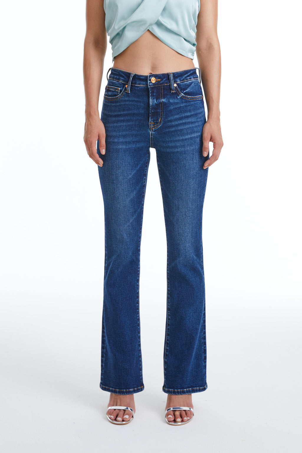 Blue Mid Rise Bootcut Jeans|258866001-Whispy-Blue